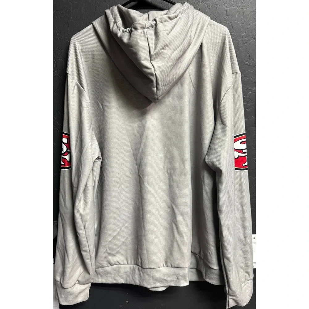 San Francisco 49ers 1/4 Zip Hoodie Gray Waffle Knit Pullover Sweatshirt Size 2XL